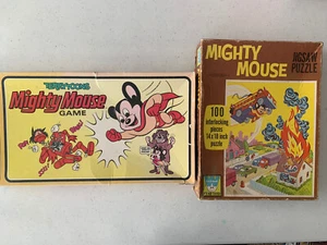 Mighty Mouse Puzzle Whitman + Game Milton Bradley Terrytoons viacom figure - Picture 1 of 3