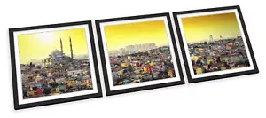 Istanbul Mosque Sunset Skyline FRAMED ART PRINTS SET Picture Poster Square - Picture 1 of 5