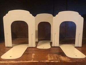 3 Set Cream Book Stand Book Heavy Metal Library Style Support 5.5 x 4.5 x 5.25 - Picture 1 of 3