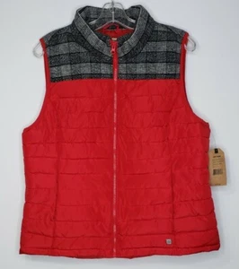 Ruff Hewn Quilted Full Zip Puffer Vest Wool Blend Upper Trim Women’s Large NWD - Picture 1 of 13