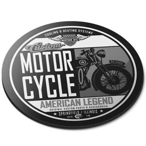 Round Mouse Mat (bw) - Motorcycle Retro Bike Biker Mens  #42137