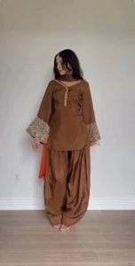 Attractive Look Natural Satin Silk Top And Bottom With Dupatta For Wedding Wear - Picture 1 of 11