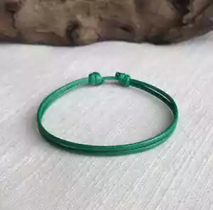 Green 1.5mm Water Resistant Cord Adjustable Unisex Bracelet or Anklet - Picture 1 of 7