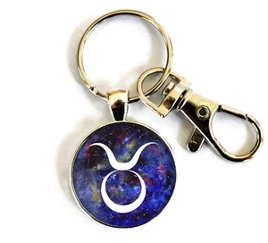 Key Rings for Women Zodiac Sign Astrology Symbol Stars Split Ring Taurus - Picture 1 of 2