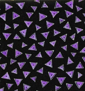 Laurel Burch Basic Triangle Black Gold Metallic Cotton Fabric by 1/2 Yard - Picture 1 of 2