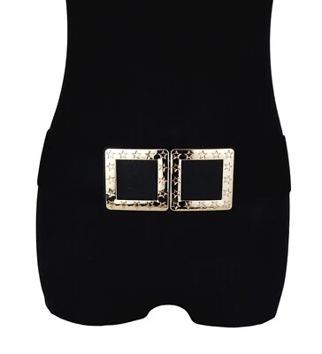 Ella Jonte Stretchgürtel schwarz Schnallen gold elastischer Gürtel 70 - 90 cm - Bild 1 von 3
