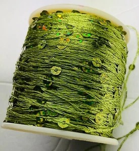 Lucci Yarn Sequin Yarn Lime Green Sequin on Lime Green #12 New Spool - Picture 1 of 4