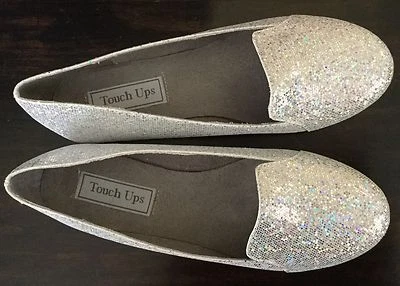 Zapatos Mujer Planos, Retoques Blanco Plata Iridiscente, Talla 6.5 Nuevos En Caja Foto 1 de 4