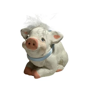 Happy Pig Kristin Dreamsicles Cast Art Feather Hair 3" Whimsical Smile Cute! - Picture 1 of 9