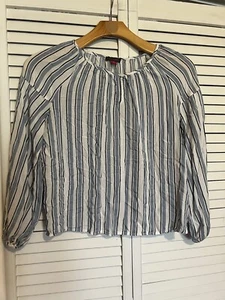 Camicia blusa VINCE CAMUTO donna piccola S top a righe ritagliata manica 3/4 - Foto 1 di 7