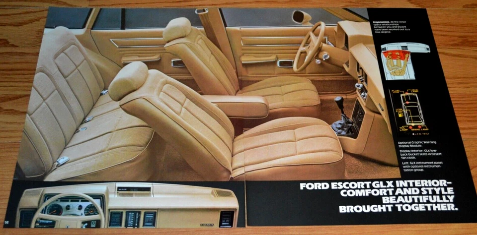 1983 FORD ESCORT GLX INTERIOR REVENDEDOR ORIGINAL ANÚNCIO IMPRESSÃO ANÚNCIO-83 BEGE - Imagem 1 de 1