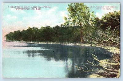 Watertown South Dakota SD Postcard A Beautiful Lake Kampeska Trees c1910 Antique - Image 1 of 2
