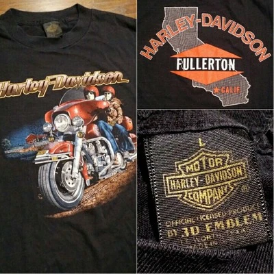 Camiseta Harley Davidson vintage 3D emblema adulto grande 1983 Road King Fullerton Foto 1 de 4