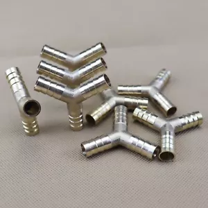 8Pcs Way Brass Hose Barb Fitting Pipe Tubing Splicer Fuel Water Gas Air 3/8" Y-3 - Picture 1 of 5