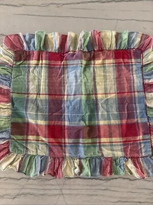 Ralph Lauren Spinnaker BEACH HOUSE Madras Plaid Ruffle Pillow Sham Standard USA - Picture 1 of 10