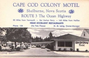 Postal Cape Cod Colony Motel Shelburne Nueva Escocia Canadá - Imagen 1 de 1