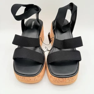 Torrid Extra Wide Black Triple Band Stretch Wedge Sandals Womens Size 9. NWT - Picture 1 of 8