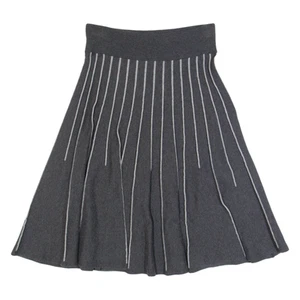 PHASE EIGHT Womens A-Line Skirt Grey Knee Length Wool Striped UK 10 - Picture 1 of 6