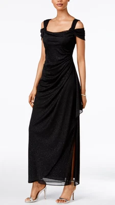 Alex Evenings Women Dress Size 12 FLAW Cold Shoulder Draped Metallic Glitter - Image 1 of 4