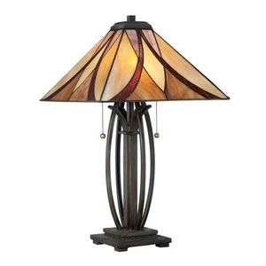Asheville Tiffany - 2 Light Table Lamp - 25 Inches high Table Lamp Quoizel - Picture 1 of 11