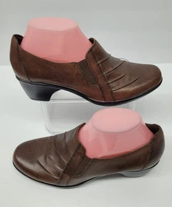 CLARKS Partridge Womens Size 8M Brown Leather Slip On Dress Loafer Shoes 89488 - Picture 1 of 9