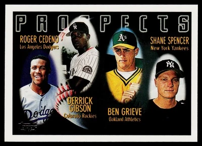 1996 Topps #436 Roger Cedeno / Derrick Gibson / Ben Grieve / Shane Spencer PROS - Image 1 of 2