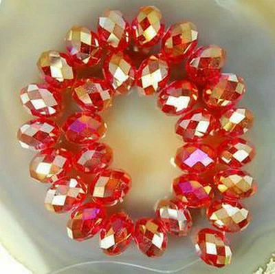 Wholesale Crystal loose charm glass beads jewelry red AB 4*6mm 240 pcs - Image 1 of 4