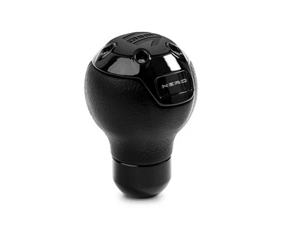 Momo for Nero Shift Knob - Tall Black Leather, Black Chrome Insert - Image 1 of 3