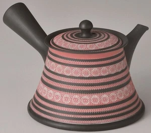 Tokoname Pottery Japanese Teapot Fuji Pink Flower Kyusu 250ml by Teruyuki Japan - Picture 1 of 3