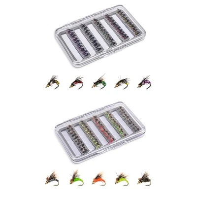 50Pcs Insect Flies Fly Fishing Lures Kits Dry/Wet Baits Fly Lures Hook for Bass - Bild 1 von 4