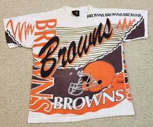 Vtg Cleveland Browns Magic Johnson 1993 All Over Print AOP NFL T Shirt - Picture 1 of 16
