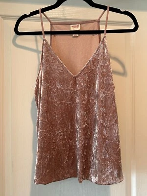 Mossimo Y2K Crushed Velvet Tank Womens Large Pink Festival Boho 60s 70s Hippie  - Image 1 of 4