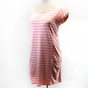 T Talbots Plus Nautical French Terry Striped Pink Zipped Pocket Dress 2X - Picture 1 of 10