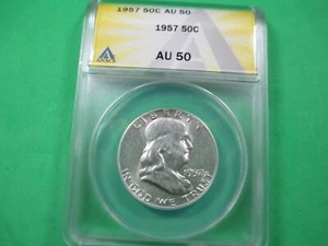1957 Franklin Half Dollar ANACS AU50 - Picture 1 of 4