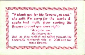 Vintage Romance Humor THANK YOU FOR THE FLOWERS~Who Sent Them? ca1910's Postcard - Picture 1 of 2
