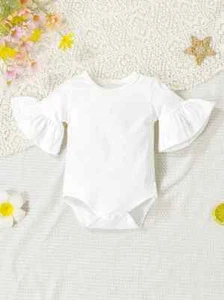 Body mameluco blanco liso manga volantes bebé niña 12-18 meses - Imagen 1 de 2