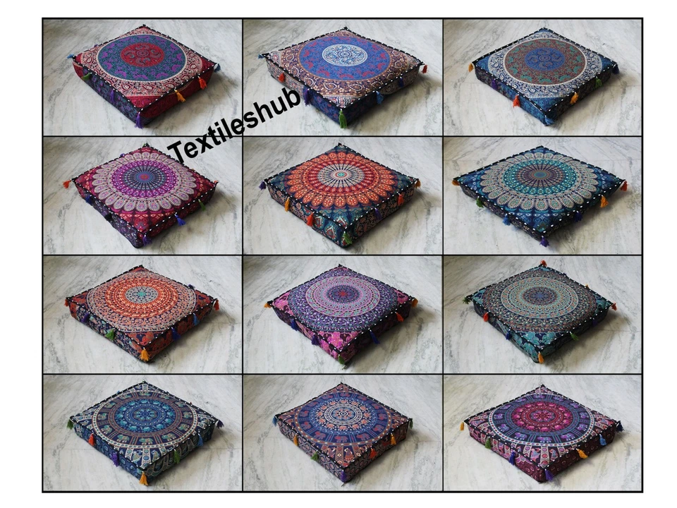 Fundas de cojín de piso para decoración de almohada cuadrada mandala indio de 18" Foto 1 de 1