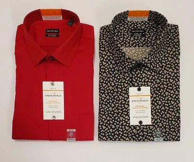Van Heusen Dress Shirt Men's Big & Tall Stain Shield Regular Fit Stretch LS New - Image 1 of 4