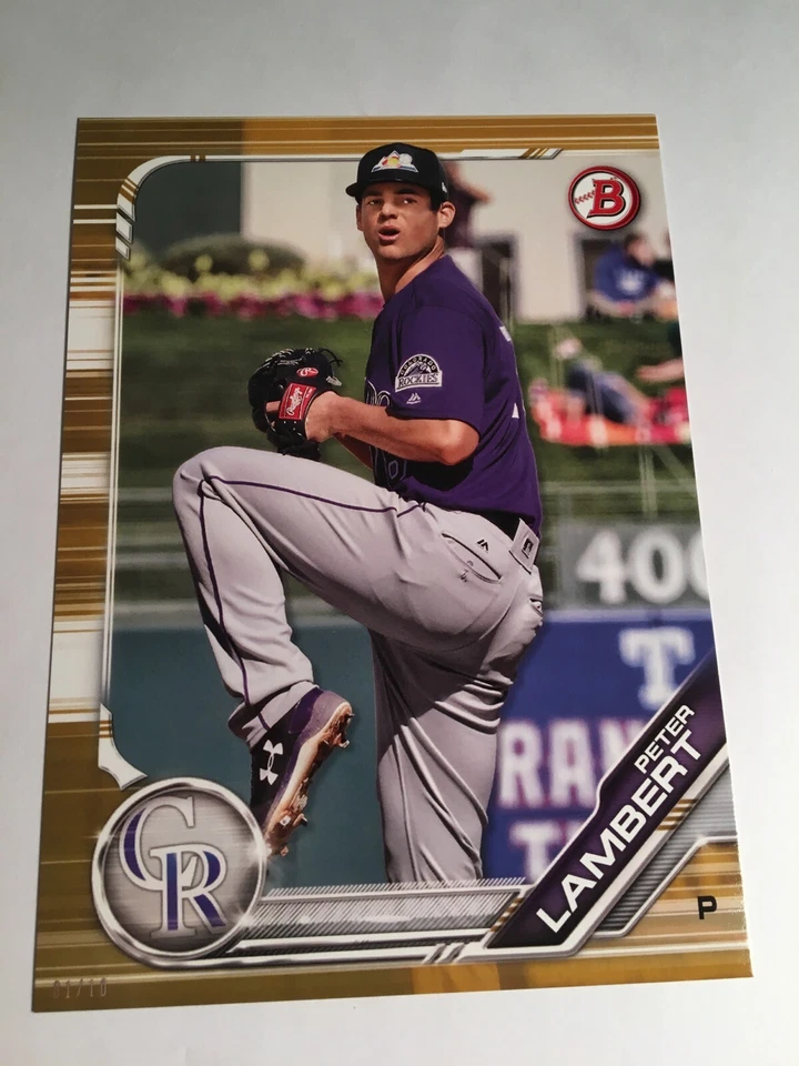 2019 Bowman Paper Prospects Jumbo 5x7 Peter Lambert Rockies BP136 Gold 04/10 - Image 1 of 1
