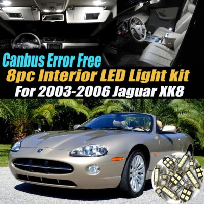 Комплект из 8 безошибочных внутренних светодиодных белых ламп Canbus для Jaguar XK8 2003-2006 годов выпуска - Изображение 1 из 4