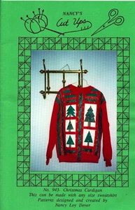 CHRISTMAS CARDIGAN ~ Nancy's Cut Ups ~ Sweatshirt Cardigan Christmas Trees - Picture 1 of 3