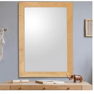 Mirror 24" x 36” Rectangle Wooden Frame for Wall Decorative Channeled Retail $89 - Picture 1 of 6