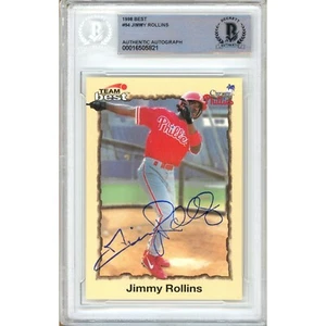1998 Team Best #94 Jimmy Rollins Signed Card AUTO RC Beckett BAS Slab Phillies - Picture 1 of 5