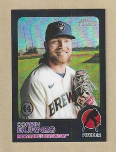 2022 Topps Heritage CORBIN BURNES #15 Cerveceros REFRACTOR CROMADO NEGRO #'d 53/73 - Imagen 1 de 2
