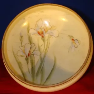 Antiguo tazón de flor de iris pintado a mano de porcelana con adorno dorado marcado NIPÓN - Imagen 1 de 9