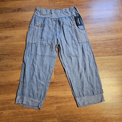 Брюки укороченные Ornella синие с раздвижными карманами, размер M - Изображение 1 из 4