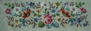 Vtg Tapestry Needlepoint 31" x 10" Multi Color Floral Poppies Roses Hand Made - Picture 1 of 8