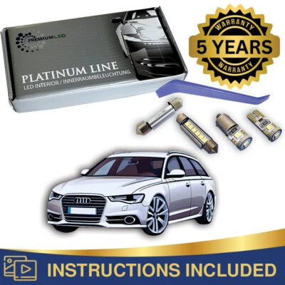 AUDI A6 C7 AVANT LED INTERIOR KIT PREMIUM 16 WHITE BULBS CANBUS C8 4K - Image 1 of 4