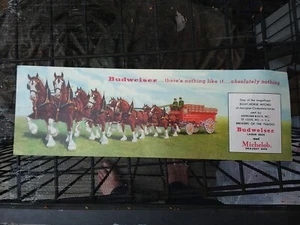 Cartolina vintage inutilizzata birra Budweiser doppia larghezza Breweriana collezione pubblicitaria - Foto 1 di 2