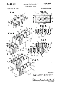 Home Wall Art Print - Vintage Patent Plan - TOY BUILDING BRICK LEGO -A4,A3,A2,A1 - Picture 1 of 1